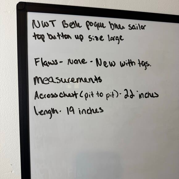 NWT Belle Pogue Blue Button Up Sailor Top Size Large - Picture 9 of 9